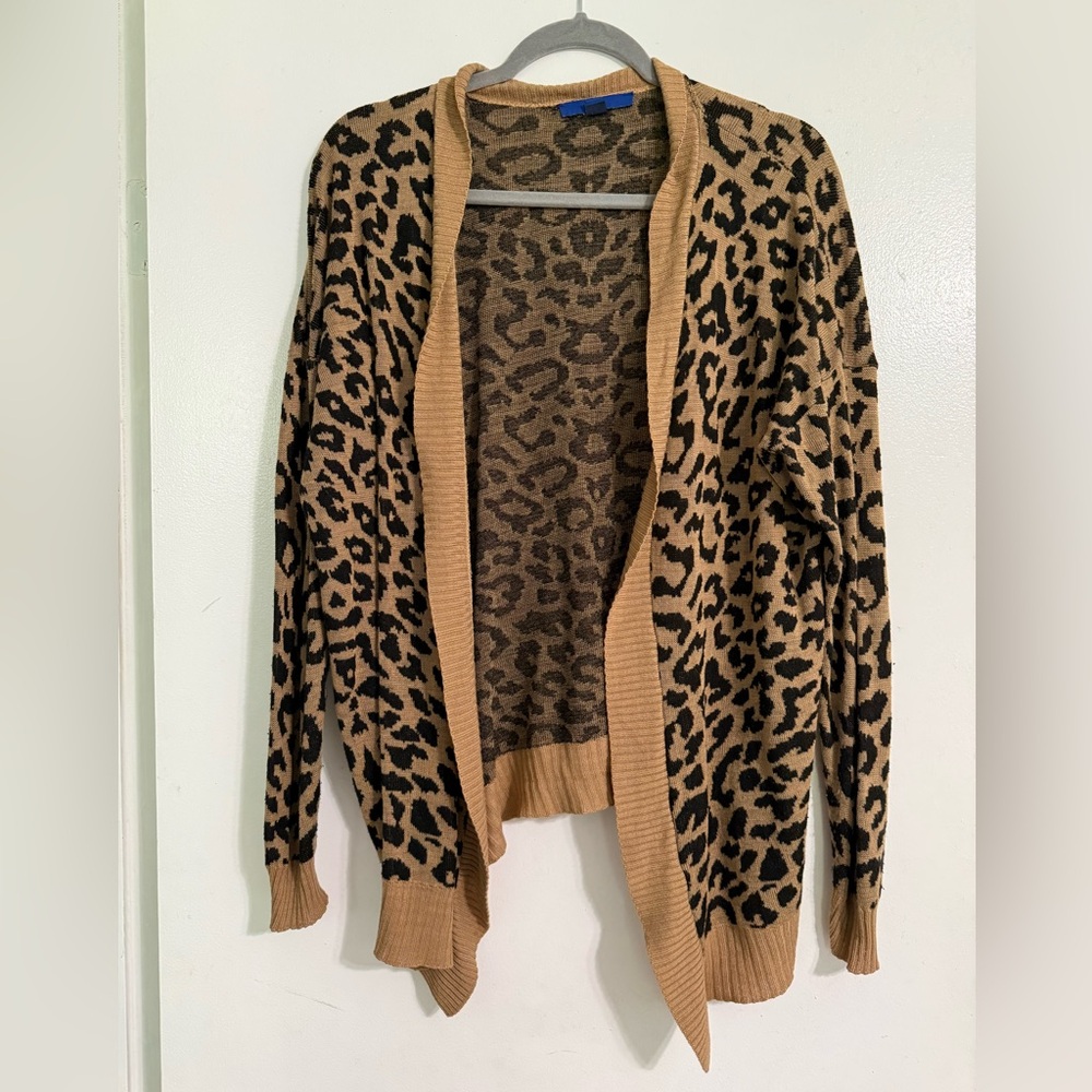 Apt. 9 Tan and Black Leopard Cardigan